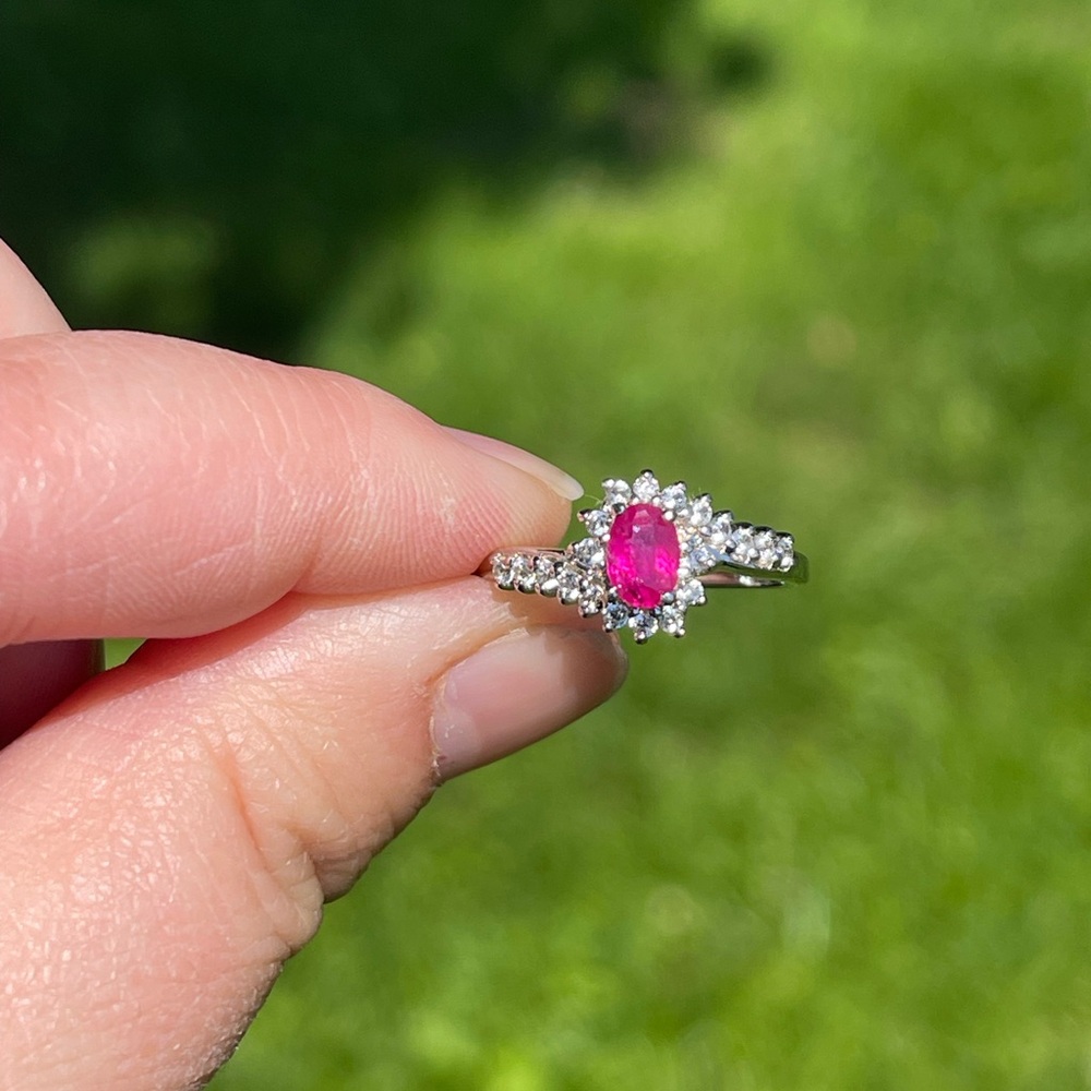 Ruby and white zircon Ring